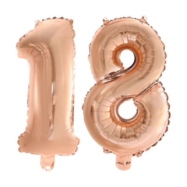 Folieballon 18 jaar Rosé Rosé Goud 41cm