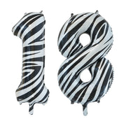 Folieballon 18 jaar zebra 86cm