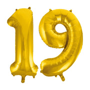 Folieballon 19 jaar Goud 41cm