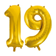 Folieballon 19 jaar Goud 66cm