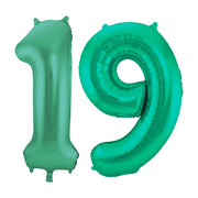 Folieballon 19 jaar metallic groen 86cm