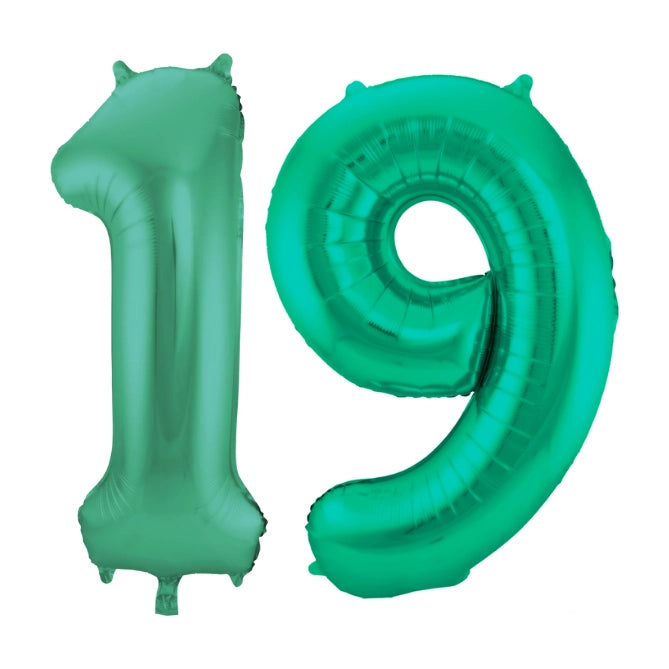 Folieballon 19 jaar metallic groen 86cm