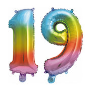 Folieballon 19 jaar Regenboog 86cm