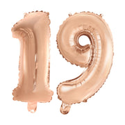 Folieballon 19 jaar Rosé Rosé Goud 41cm