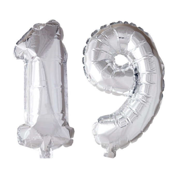 Folieballon 19 jaar Zilver 66cm