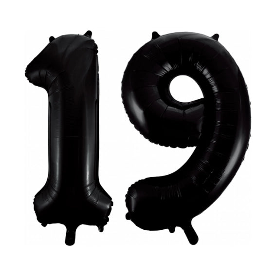 Folieballon 19 jaar zwart 41cm