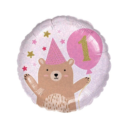 Folieballon 1ste verjaardag meisje roze
