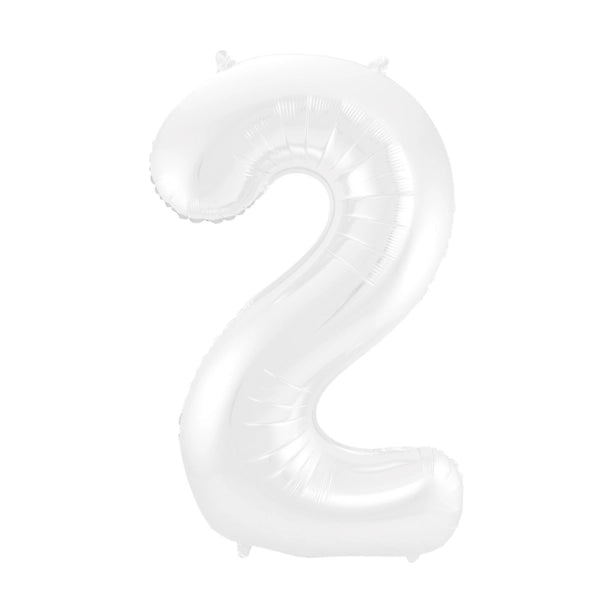 Folieballon 2 jaar metallic wit 86cm