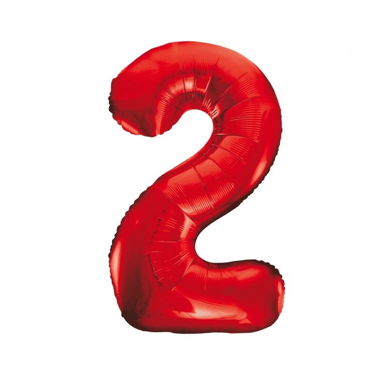 Folieballon 2 jaar rood 86cm