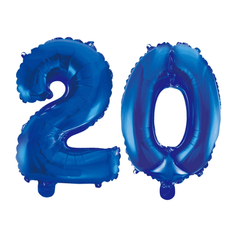 Folieballon 20 jaar blauw 86cm
