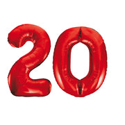 Folieballon 20 jaar rood 86cm