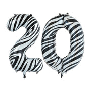 Folieballon 20 jaar zebra 86cm
