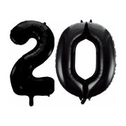 Folieballon 20 jaar zwart 86cm