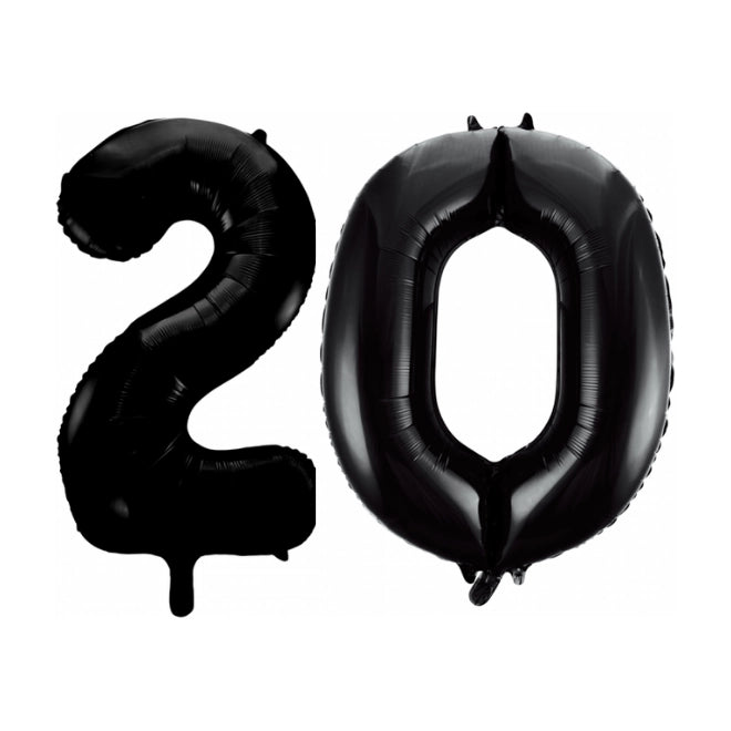 Folieballon 20 jaar zwart 86cm
