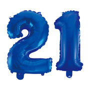 Folieballon 21 jaar blauw 41cm
