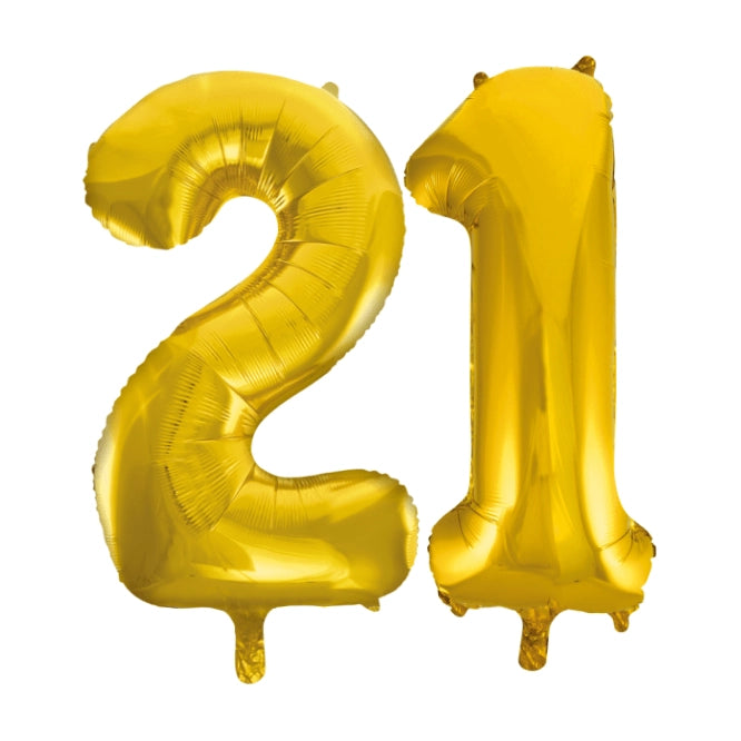 Folieballon 21 jaar Goud 86cm
