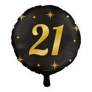 Folieballon 21  jaar - goud zwart - 45cm