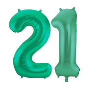 Folieballon 21 jaar metallic groen 86cm