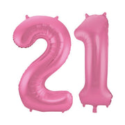 Folieballon 21 jaar metallic roze mat 86cm