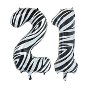 Folieballon 21 jaar zebra 86cm