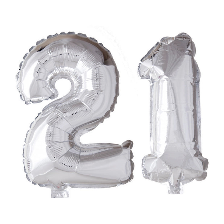 Folieballon 21 jaar Zilver 66cm