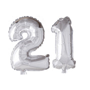 Folieballon 21 jaar zilver 86cm
