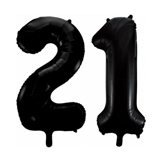 Folieballon 21 jaar zwart 86cm