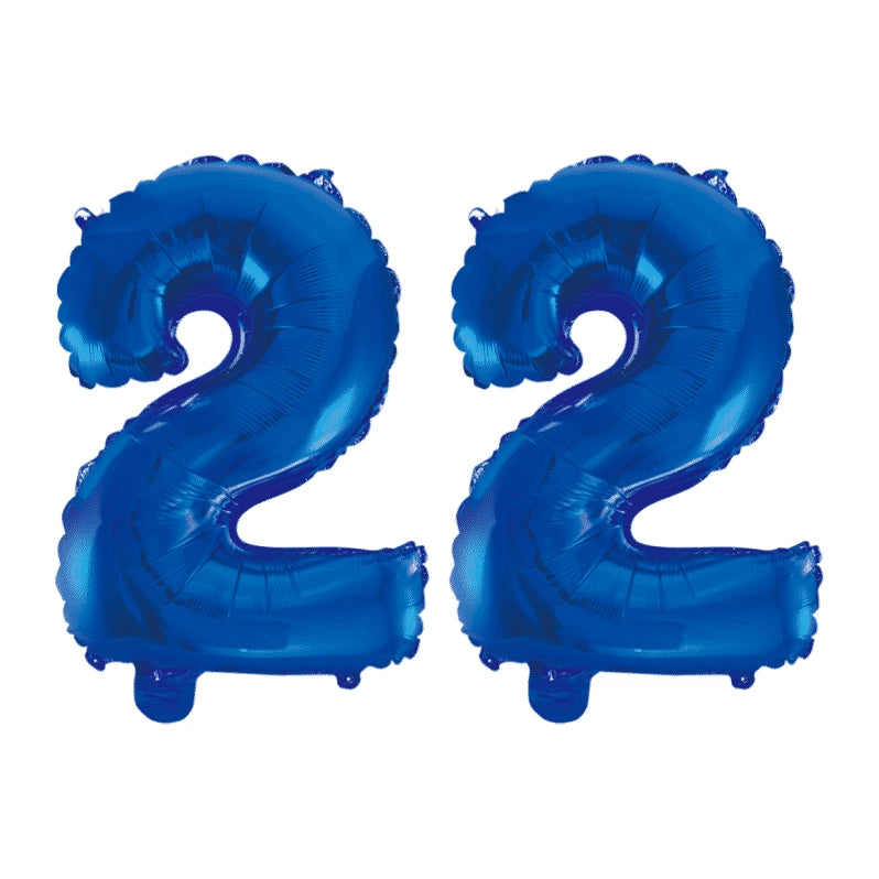 Folieballon 22 jaar blauw 41cm