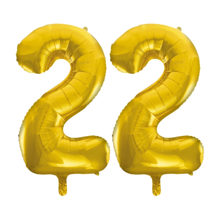 Folieballon 22 jaar Goud 66cm