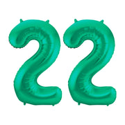 Folieballon 22 jaar metallic groen 86cm