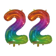 Folieballon 22 jaar Regenboog 76cm