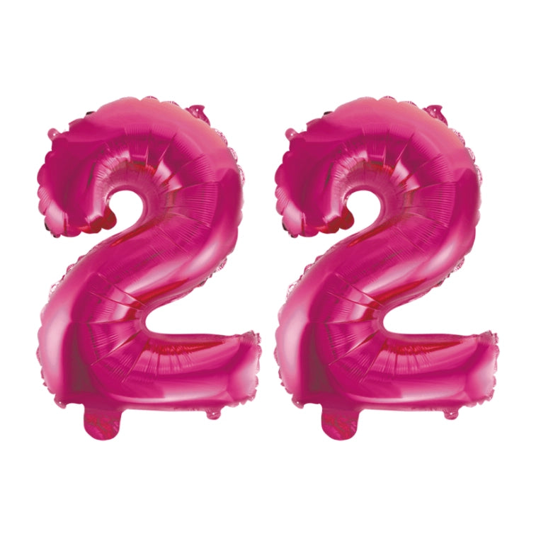 Folieballon 22 jaar roze 41cm