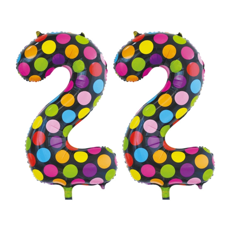 Folieballon 22 jaar stippen 86cm