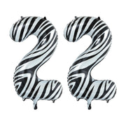 Folieballon 22 jaar zebra 86cm