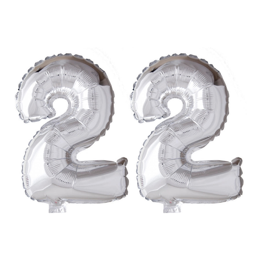 Folieballon 22 jaar Zilver 66cm