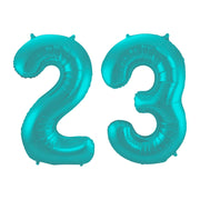 Folieballon 23 jaar metallic pastel aqua mat 86cm