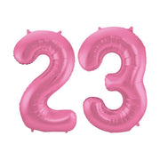 Folieballon 23 jaar metallic roze mat 86cm