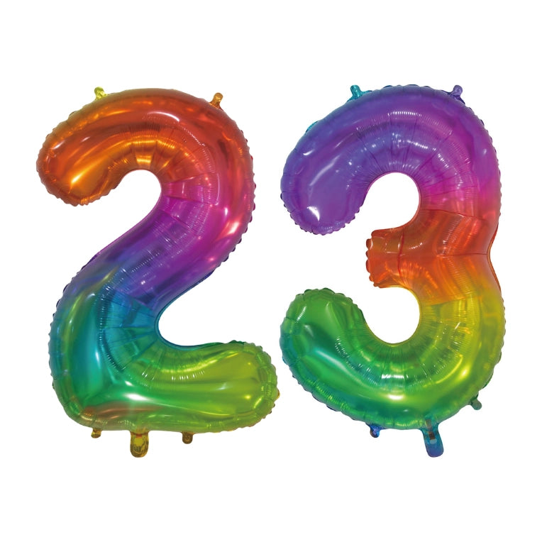 Folieballon 23 jaar Regenboog 76cm