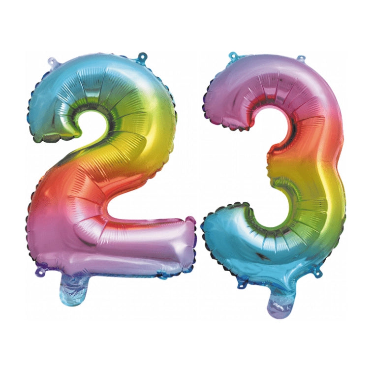 Folieballon 23 jaar Regenboog 86cm