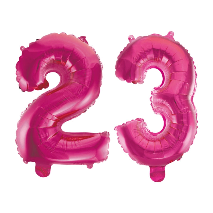 Folieballon 23 jaar roze 86cm