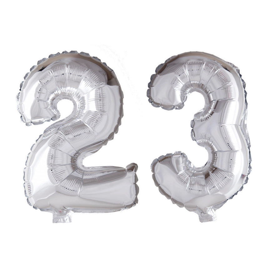 Folieballon 23 jaar Zilver 66cm