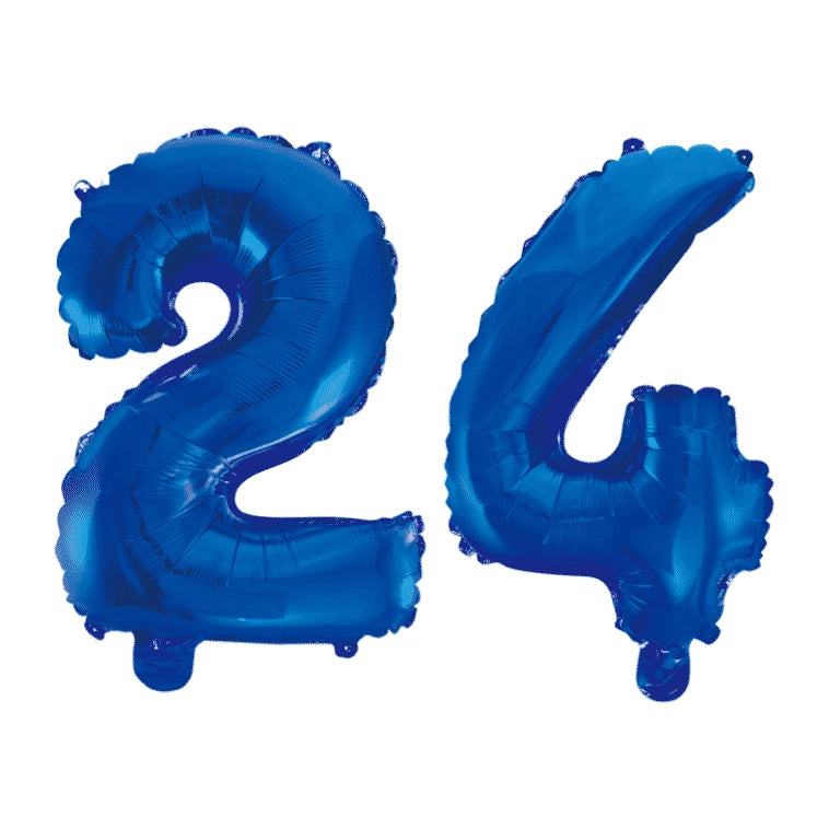 Folieballon 24 jaar blauw 86cm