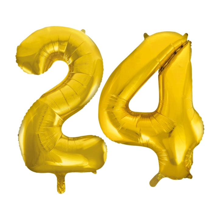 Folieballon 24 jaar Goud 86cm