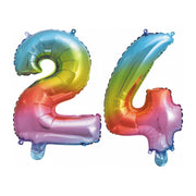 Folieballon 24 jaar Regenboog 86cm