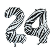 Folieballon 24 jaar zebra 86cm