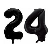 Folieballon 24 jaar zwart 86cm