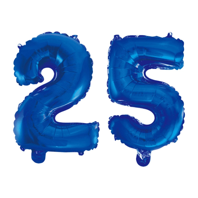Folieballon 25 jaar blauw 41cm
