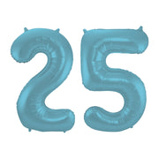 Folieballon 25 jaar metallic pastel blauw mat 86cm