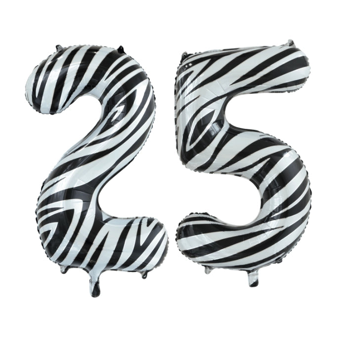 Folieballon 25 jaar zebra 86cm