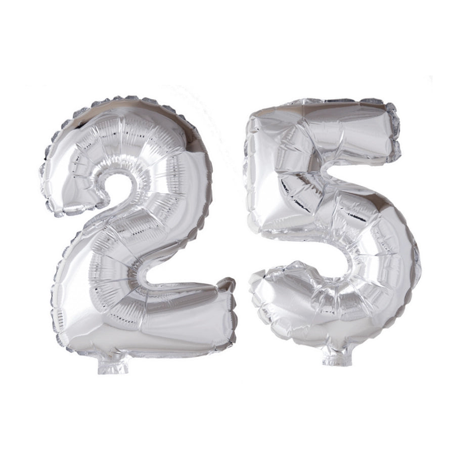 Folieballon 25 jaar zilver 41cm